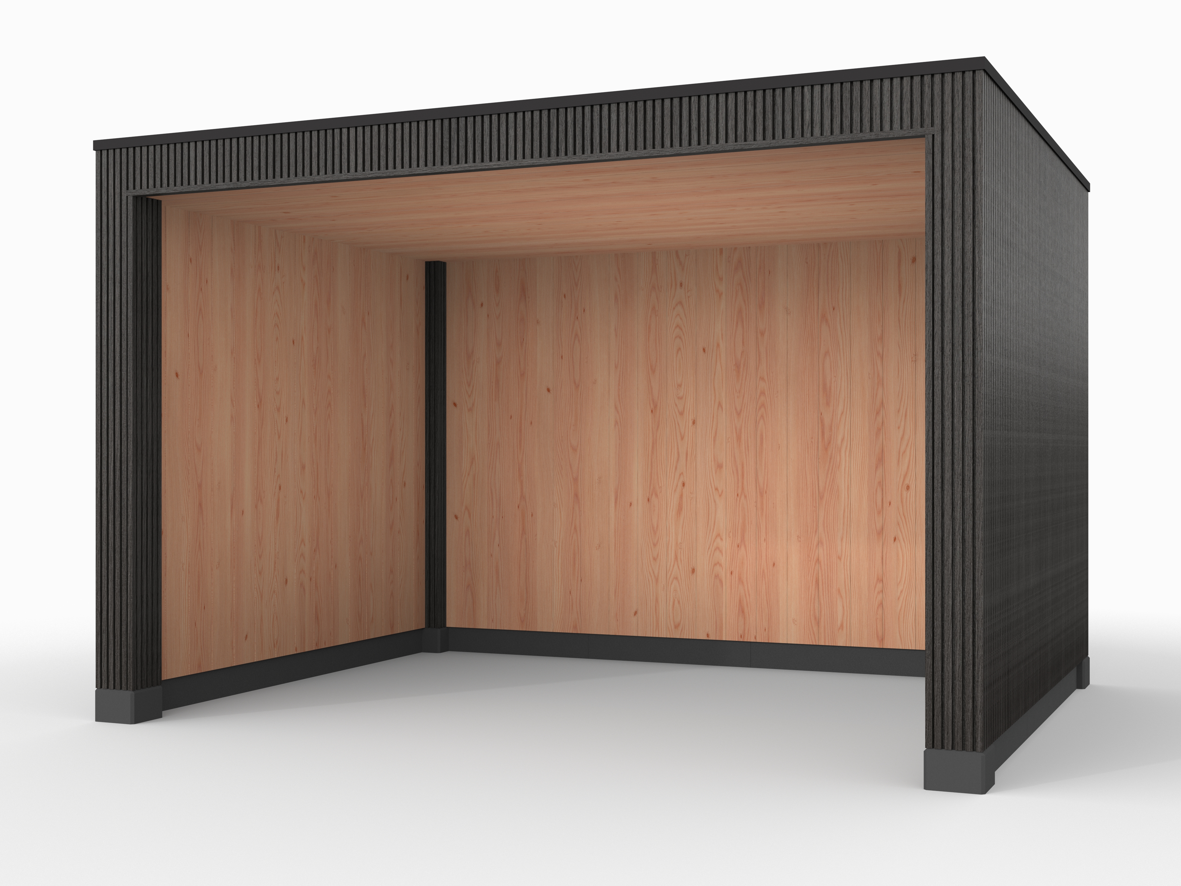 Douglas overkapping, 400 x 300, met achterwand en twee zijwanden, Westwood Rhombus Zwart - Afbeelding 1